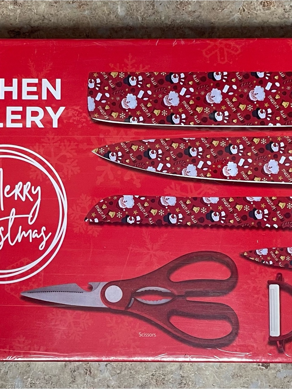 Holiday Red Kitchen Knife and Scissor Set